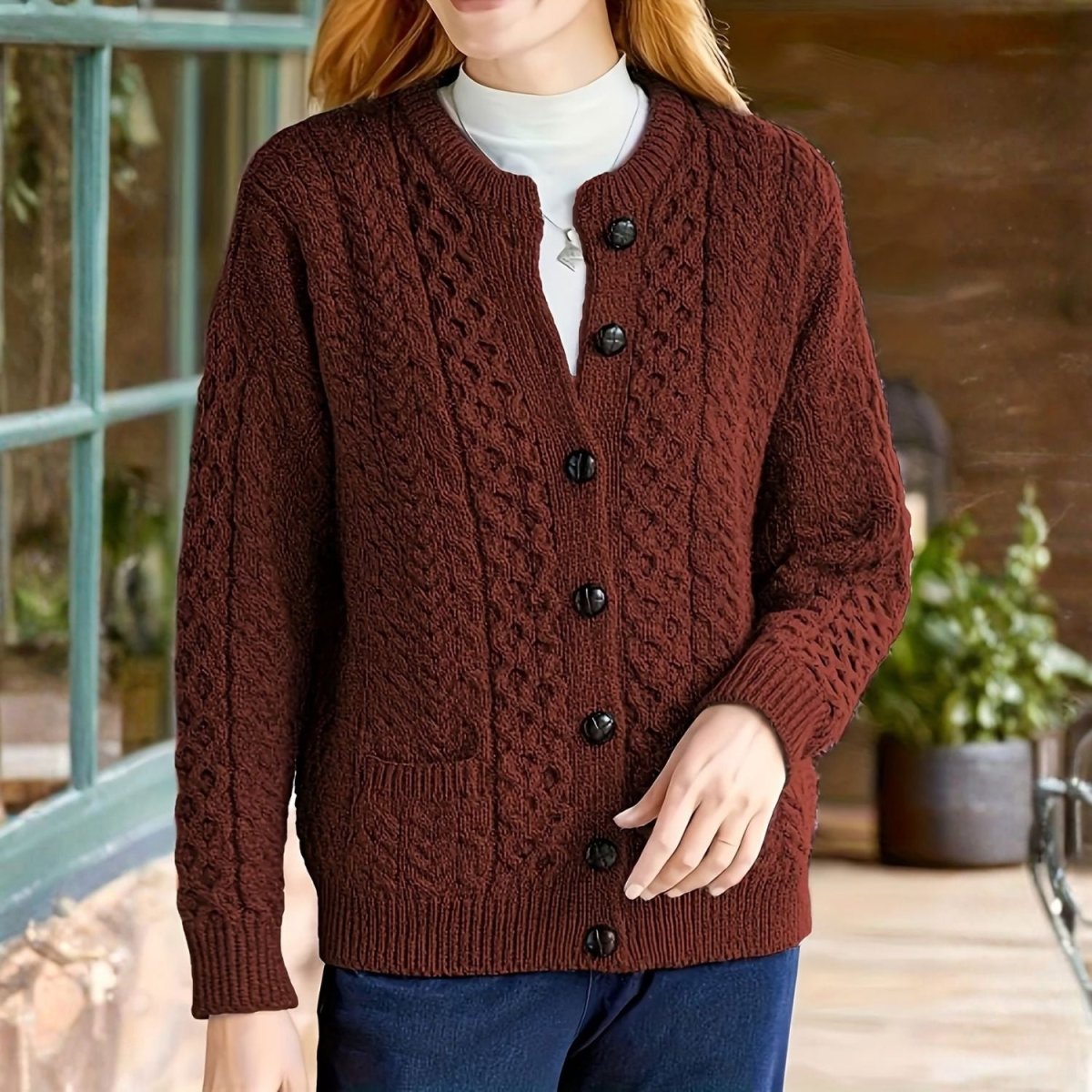 Cable Knit Button Cardigan - Women Knit Cardigan - Wild Eye Vision