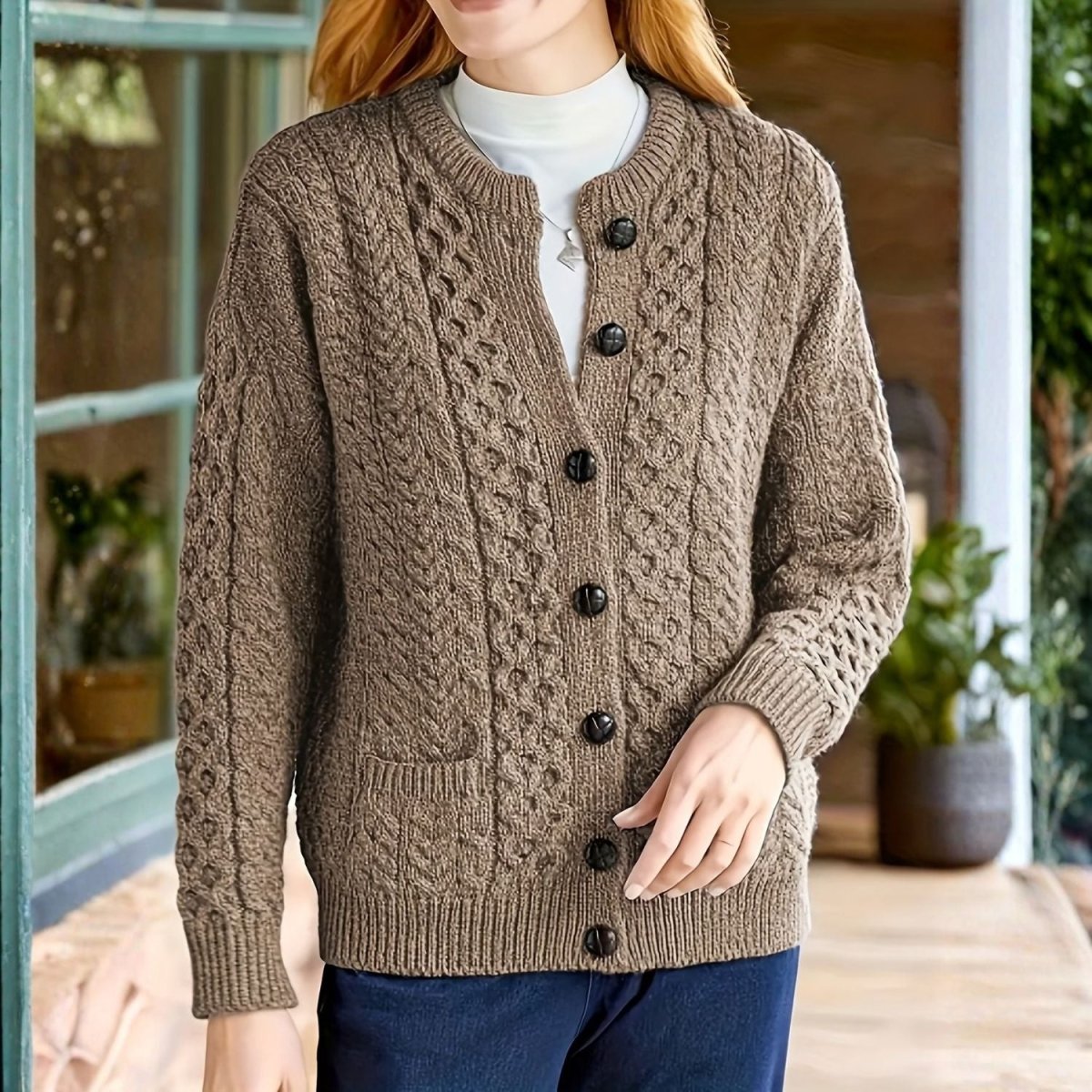 Cable Knit Button Cardigan - Women Knit Cardigan - Wild Eye Vision