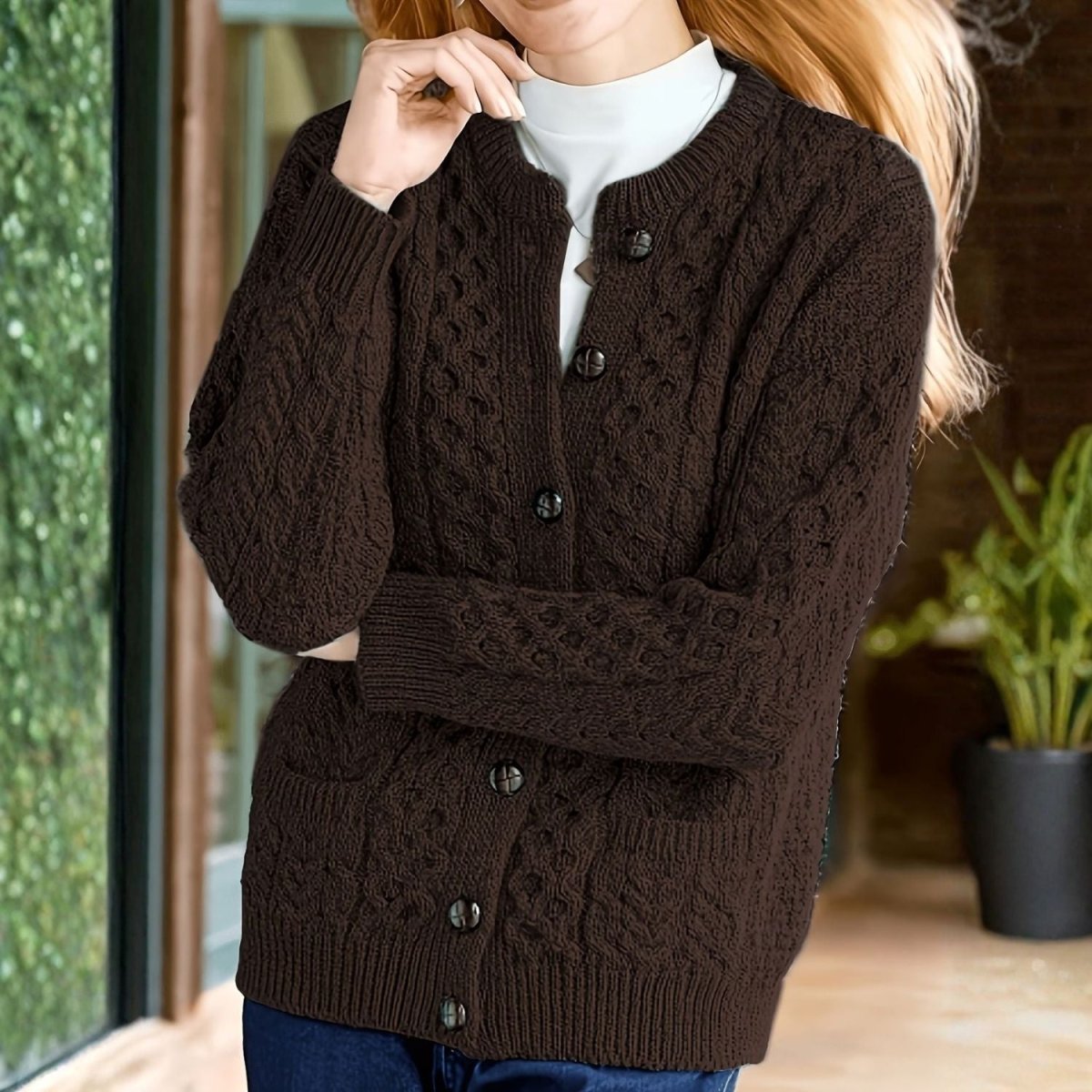 Cable Knit Button Cardigan - Women Knit Cardigan - Wild Eye Vision