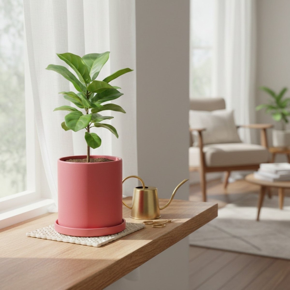 Elegant Ceramic Flowerpot with Saucer - Flowerpot - Wild Eye Vision