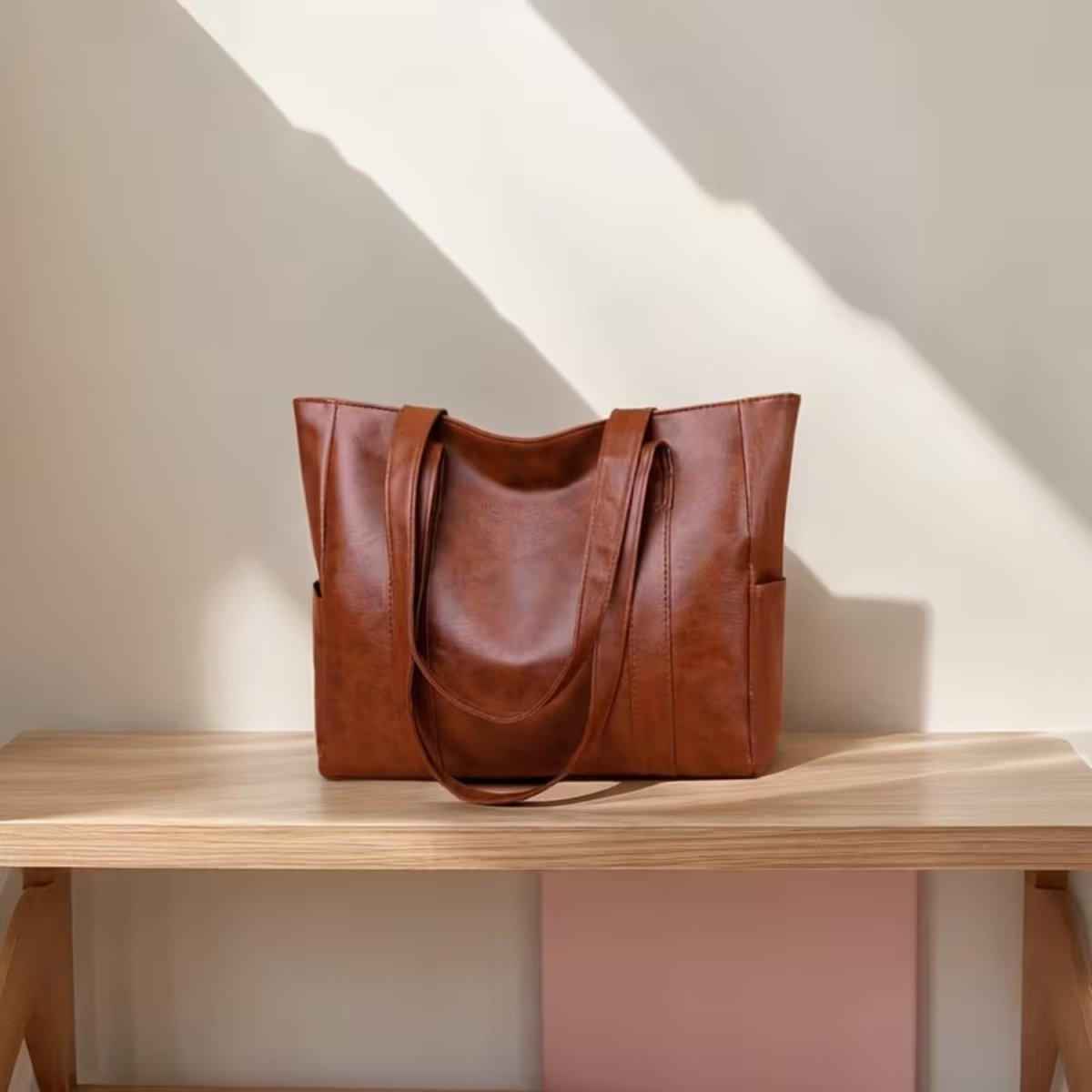 Elegant Leather Shoulder Bag with Retro Charm - Storage Bag - Wild Eye Vision