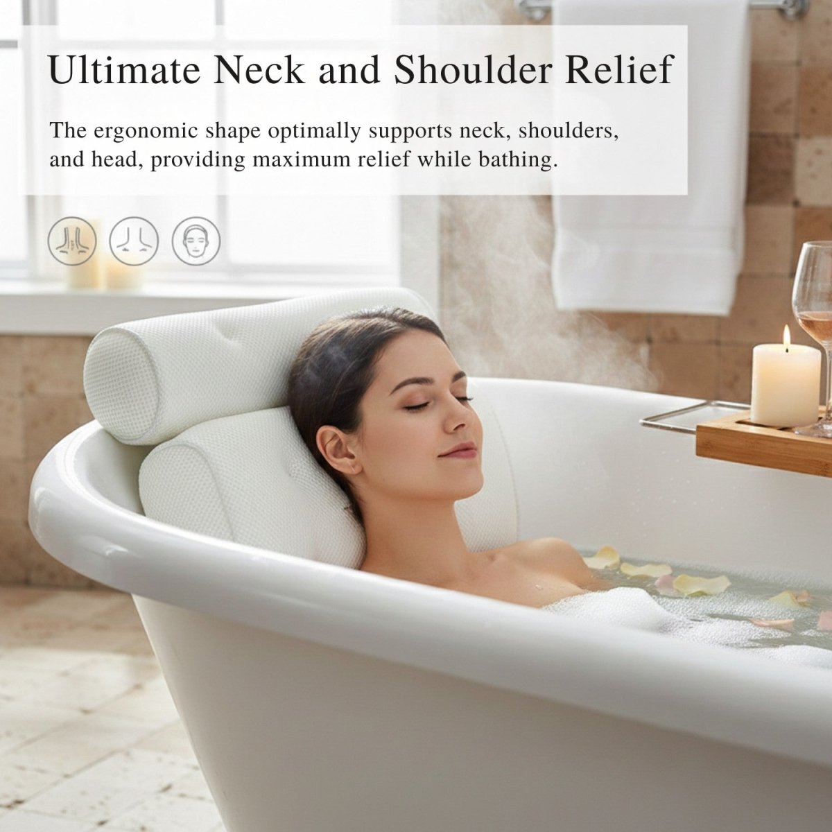 Ergonomic Bath Pillow for Neck and Shoulder Support - Bath Pillow - Wild Eye Vision