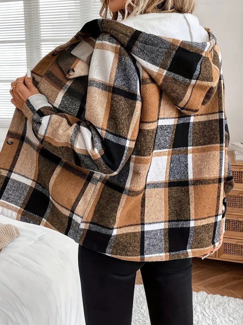 Plaid Hooded Fleece - Lined Shirt Jacket - Women's Winter Jacket - Wild Eye Vision