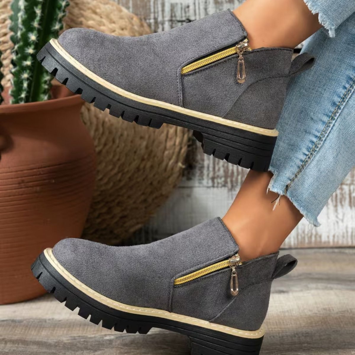 Platform Double Zip Ankle Boots - Women Ankle Boots - Wild Eye Vision