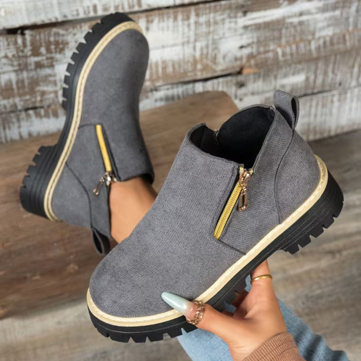 Platform Double Zip Ankle Boots - Women Ankle Boots - Wild Eye Vision