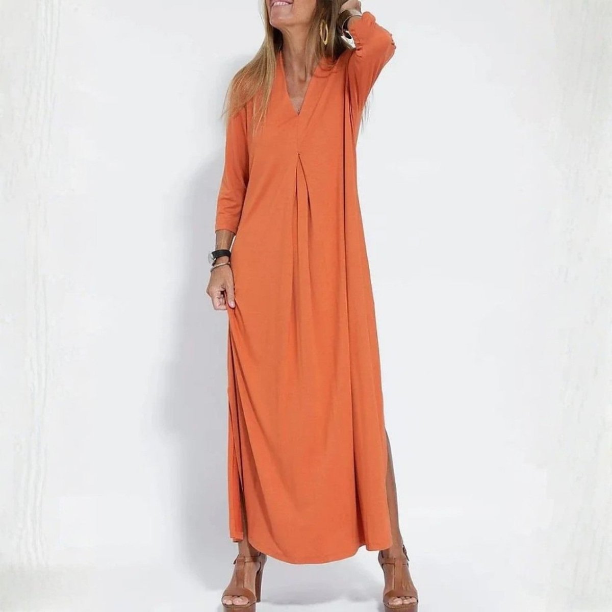 Relaxed V Neck Maxi Dress - Maxi Dress - Wild Eye Vision