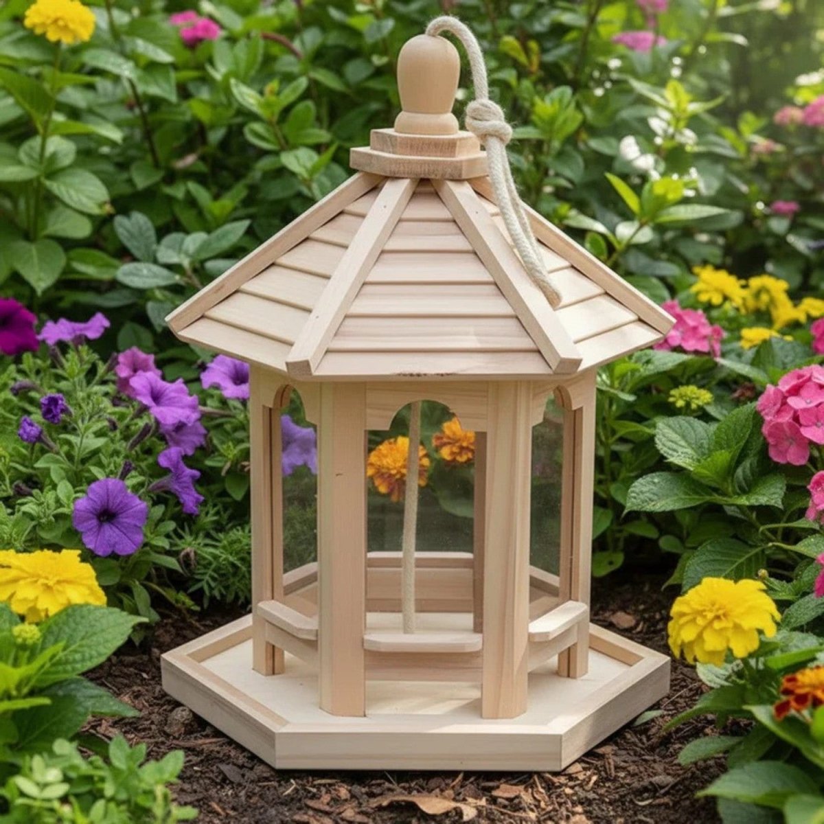 Rustic Wooden Birdhouse with Water System - Bird House - Wild Eye Vision