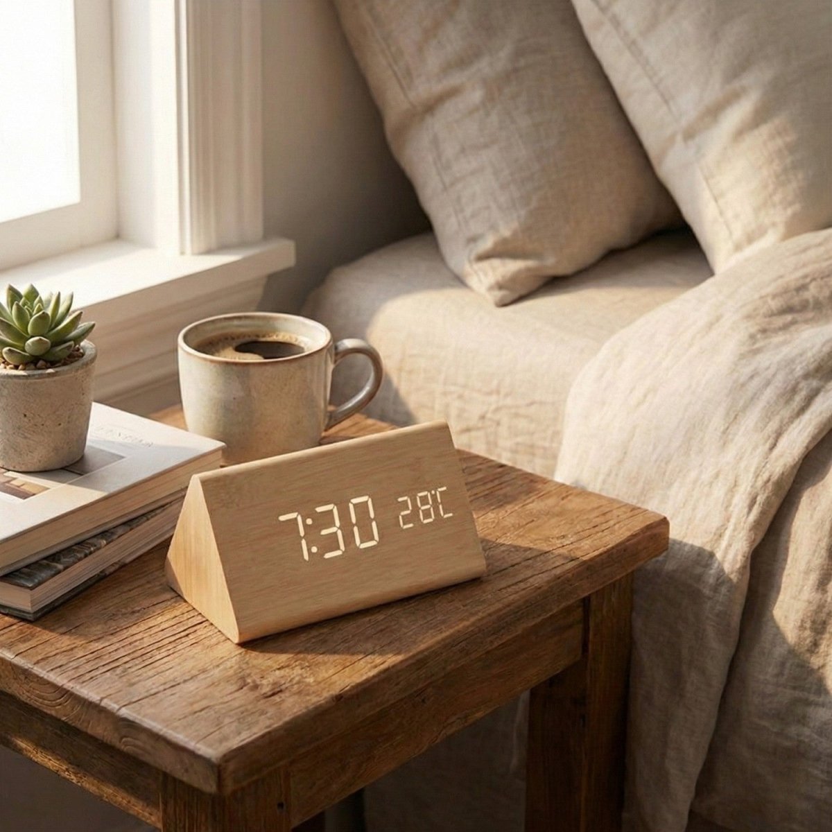Voice Controlled LED Wooden Clock with Custom Display - Wooden Clock - Wild Eye Vision