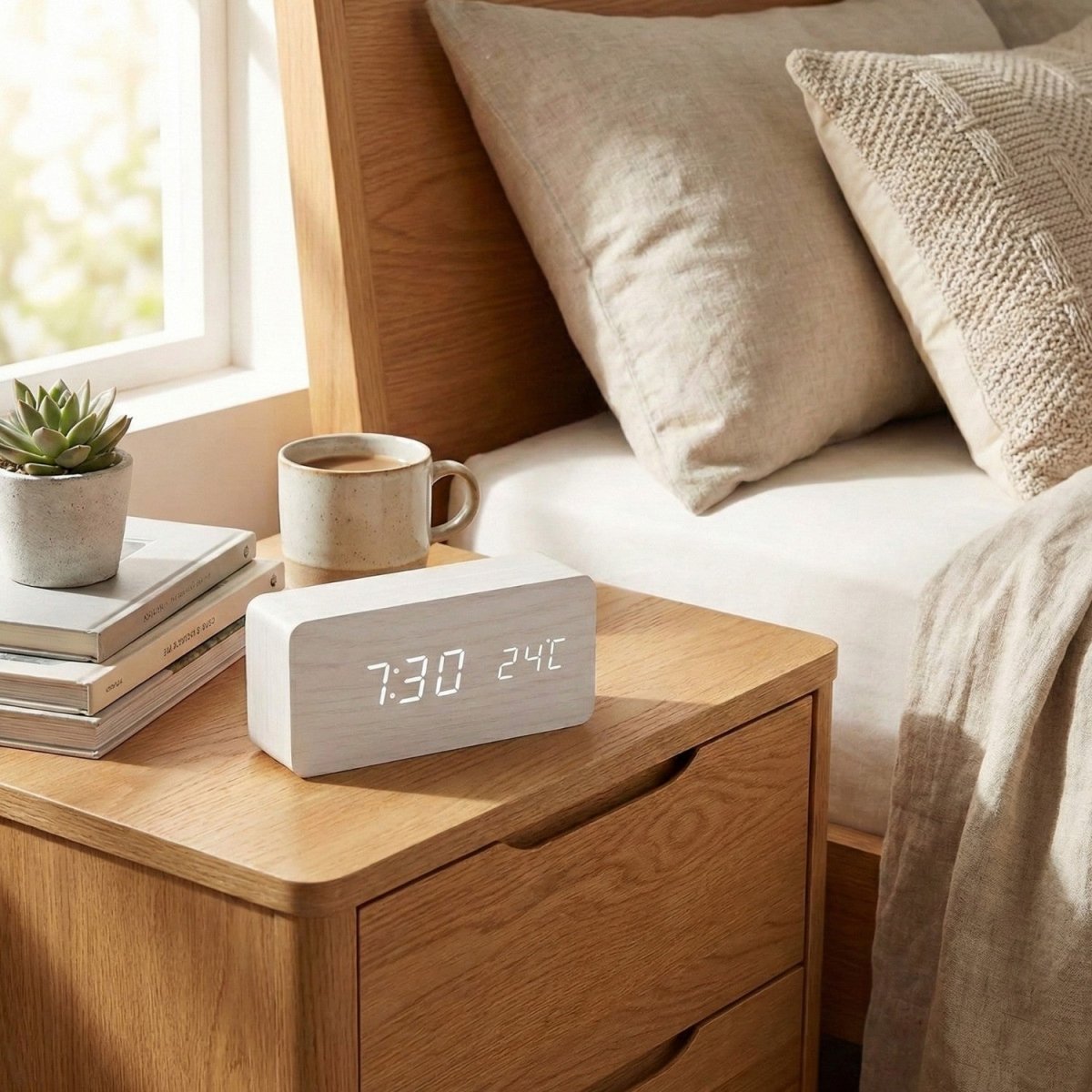 Voice Controlled LED Wooden Clock with Custom Display - Wooden Clock - Wild Eye Vision