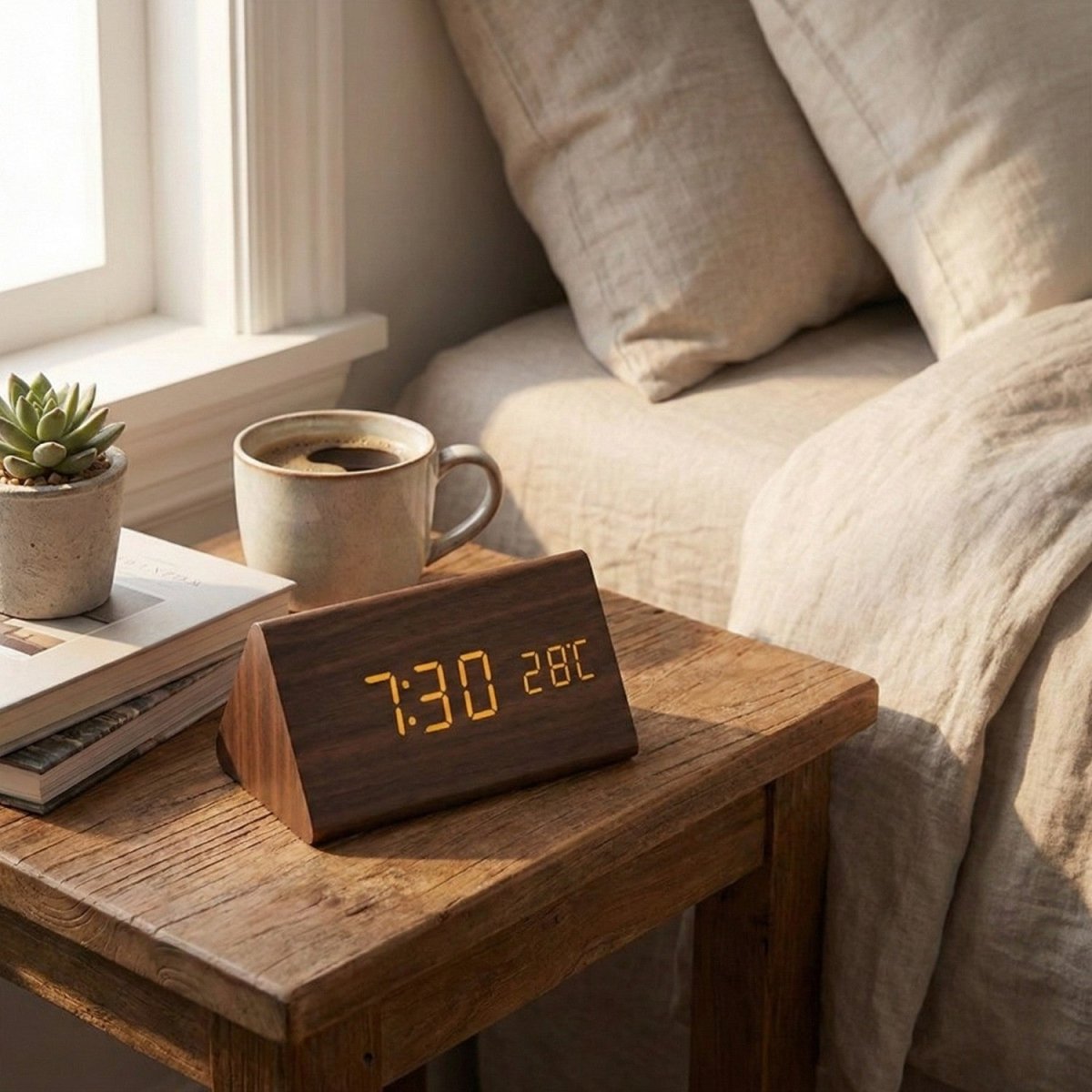 Voice Controlled LED Wooden Clock with Custom Display - Wooden Clock - Wild Eye Vision