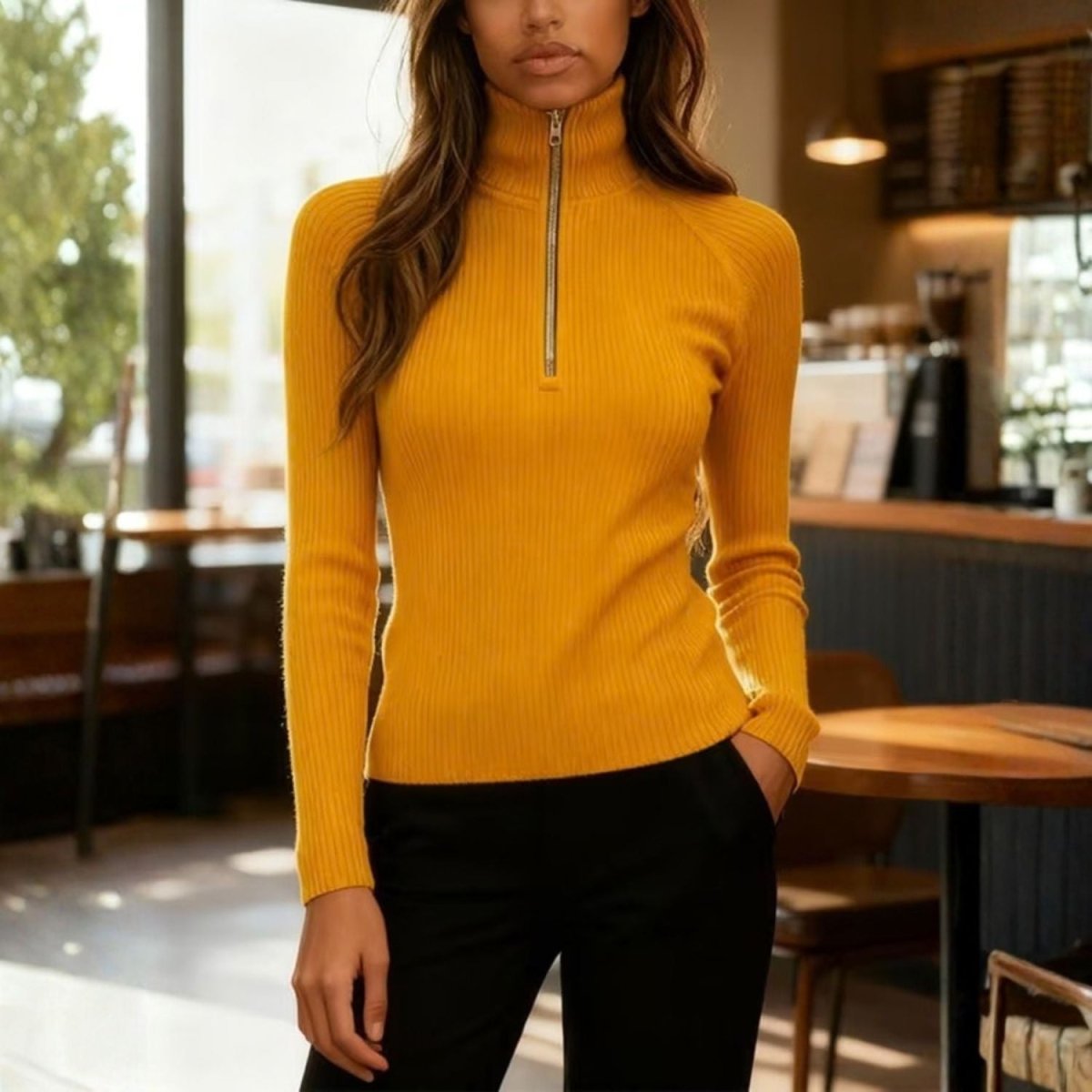 Women’s Ribbed Half Zip Top - Women Quarter Zip Pullover - Wild Eye Vision
