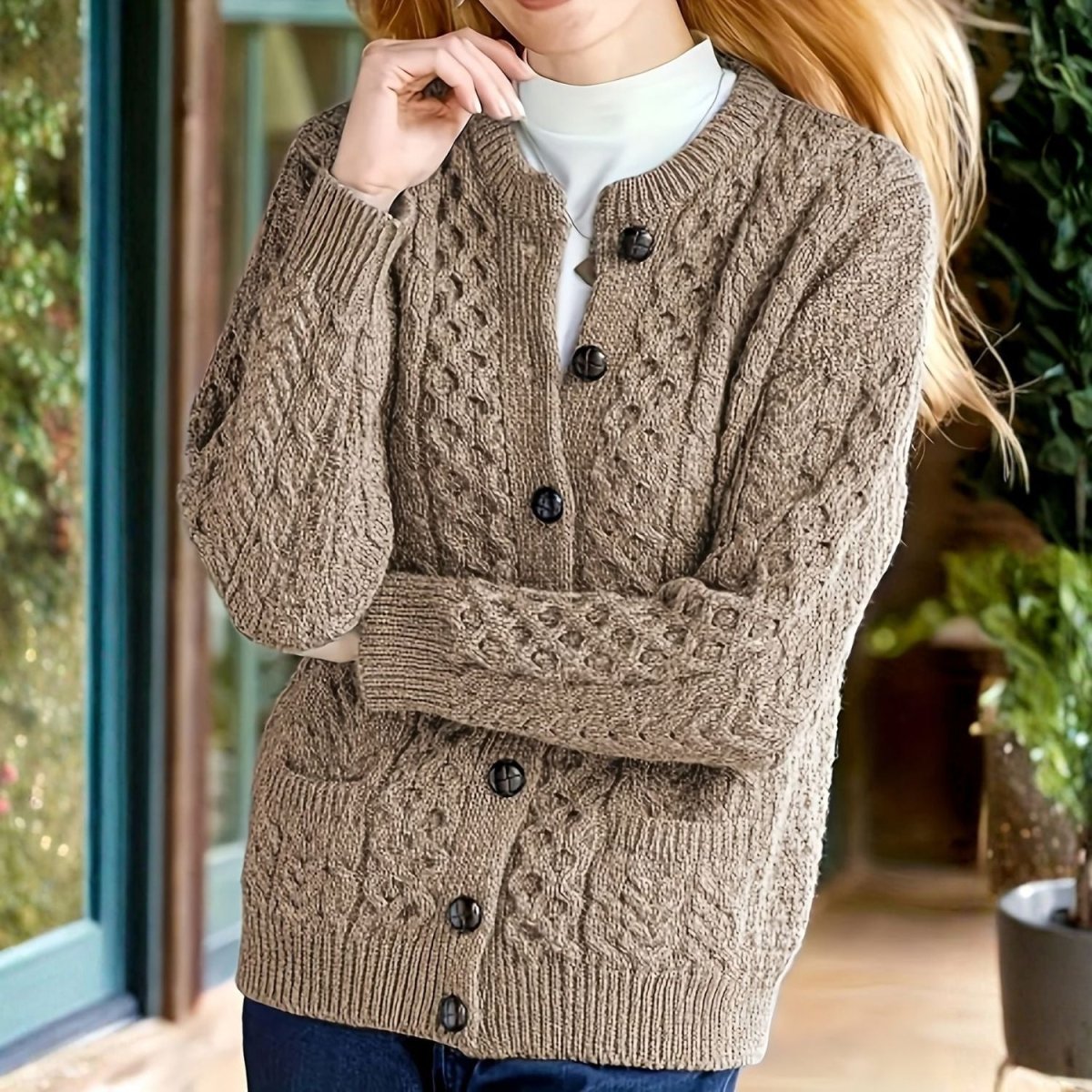 Cable Knit Button Cardigan - Women Knit Cardigan - Wild Eye Vision