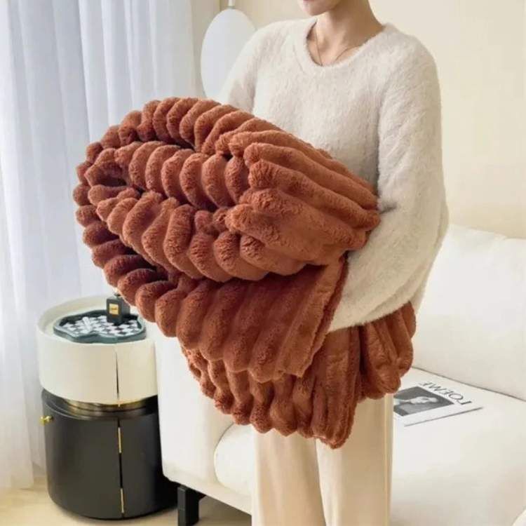 CloudStripe Faux Fur Weighted Blanket - Blanket - Wild Eye Vision