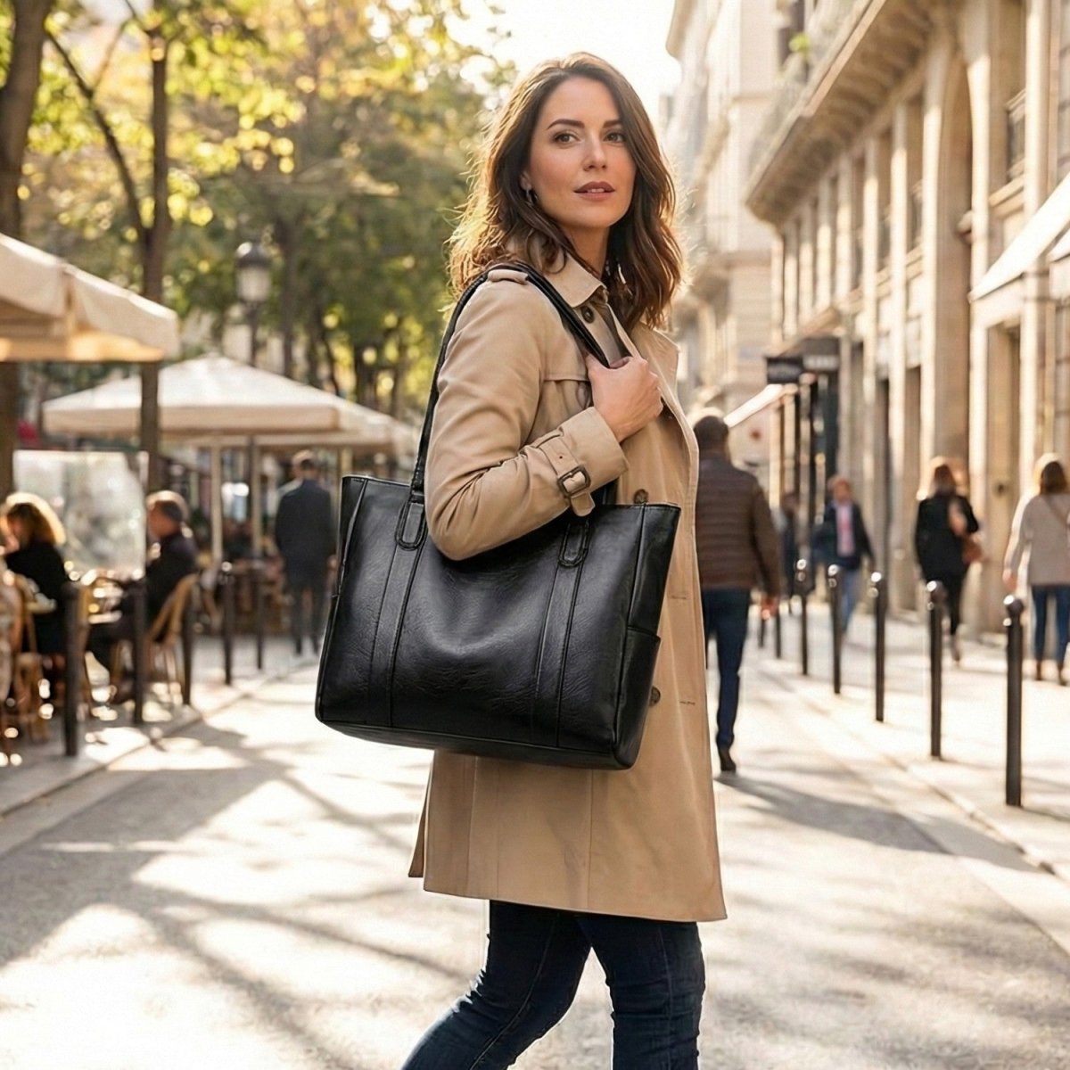 Elegant Leather Shoulder Bag with Retro Charm - Storage Bag - Wild Eye Vision