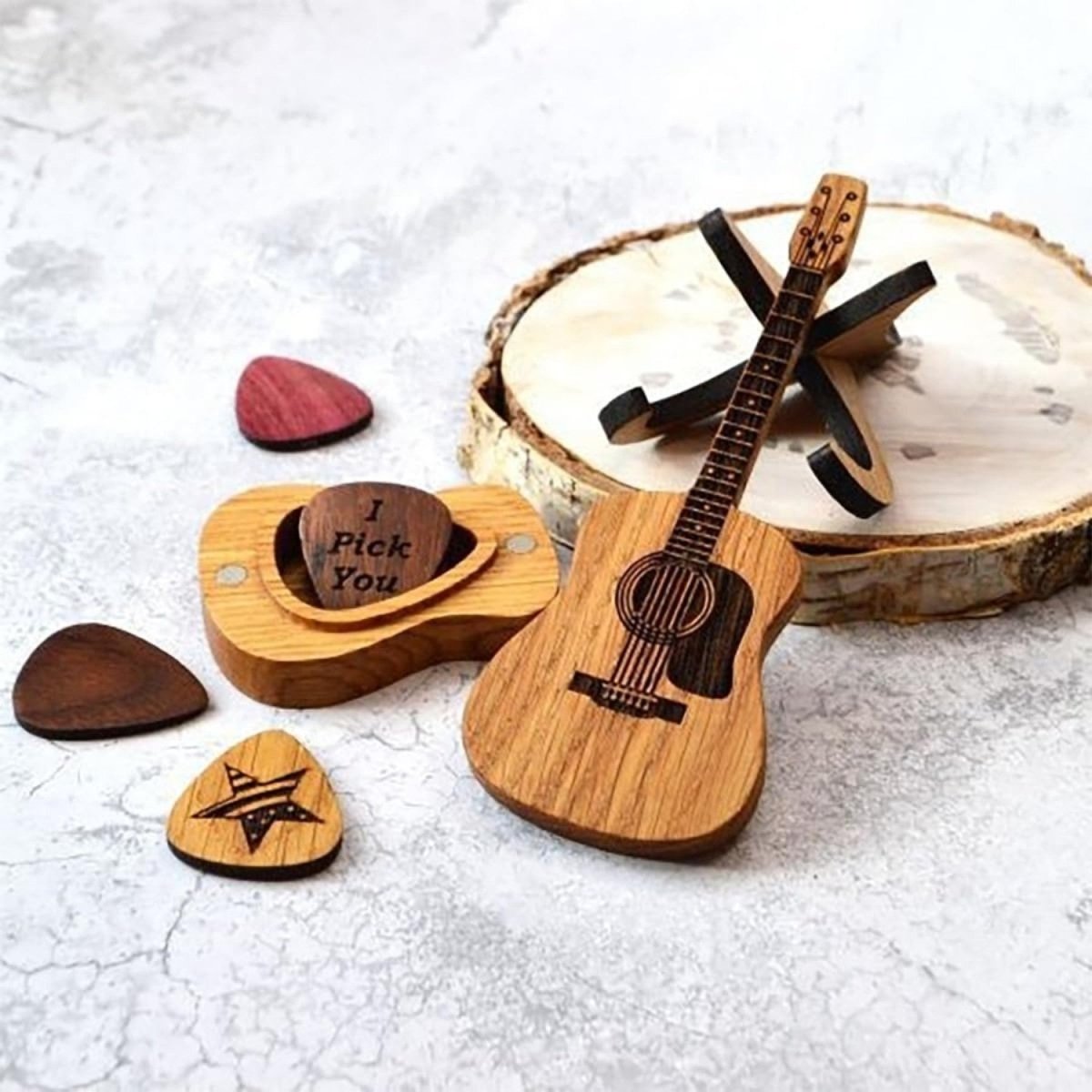 Engraved Wooden Guitar Pick Box - Guitar Pick Box - Wild Eye Vision