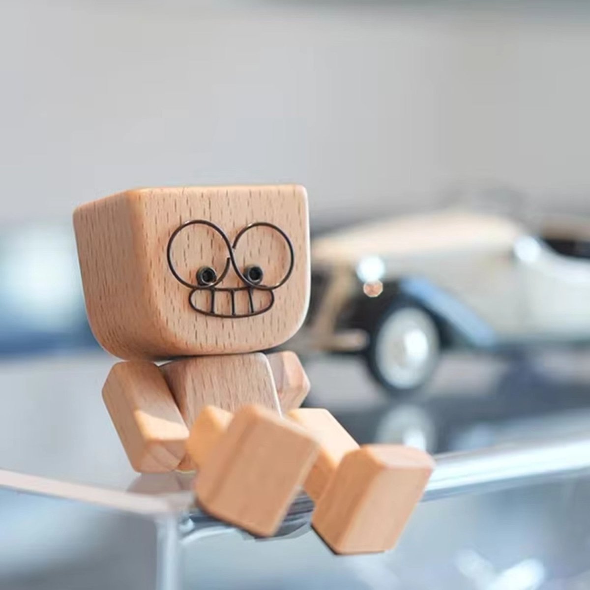 Movable Wooden Figurine with Faces