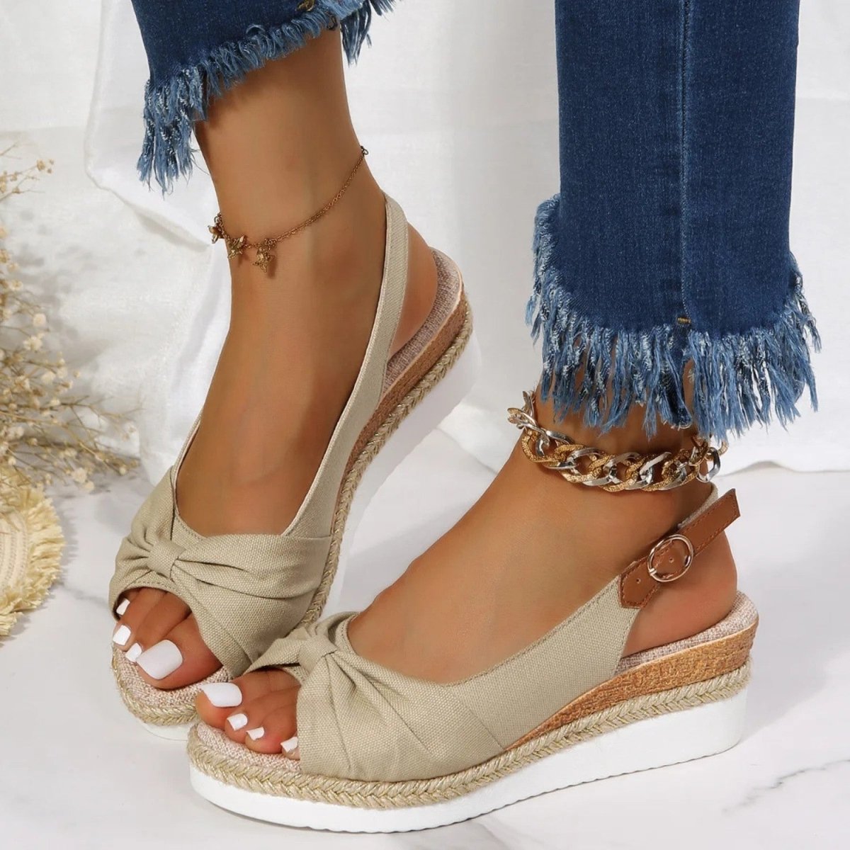 Peep Toe Comfort Wedge Sandals - Orthopedic Sandals - Wild Eye Vision