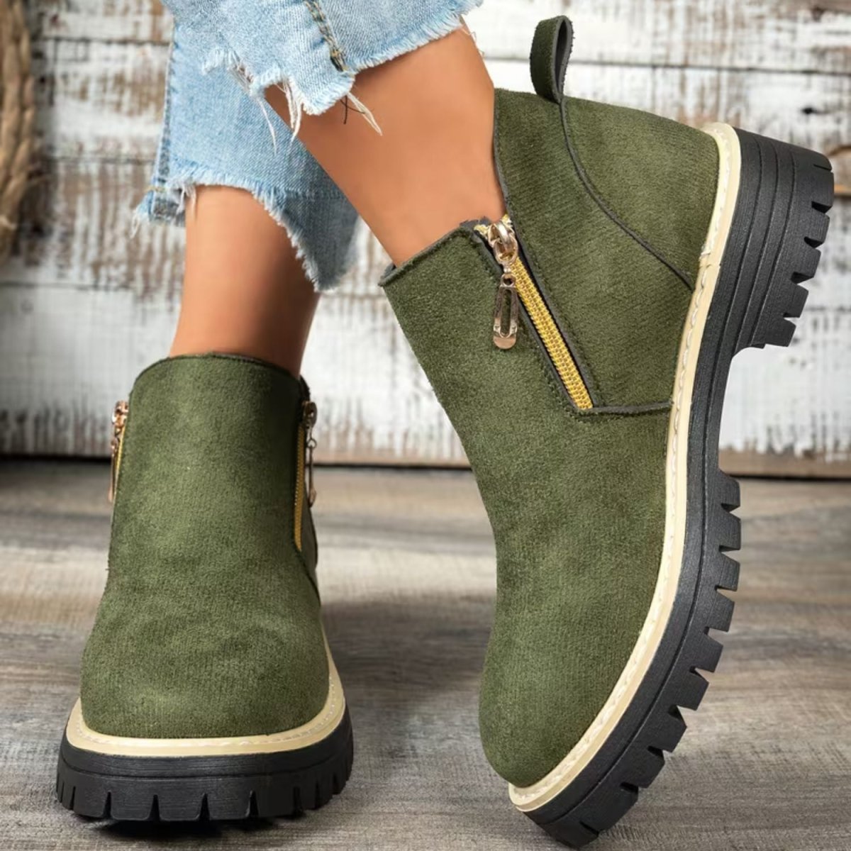 Platform Double Zip Ankle Boots - Women Ankle Boots - Wild Eye Vision