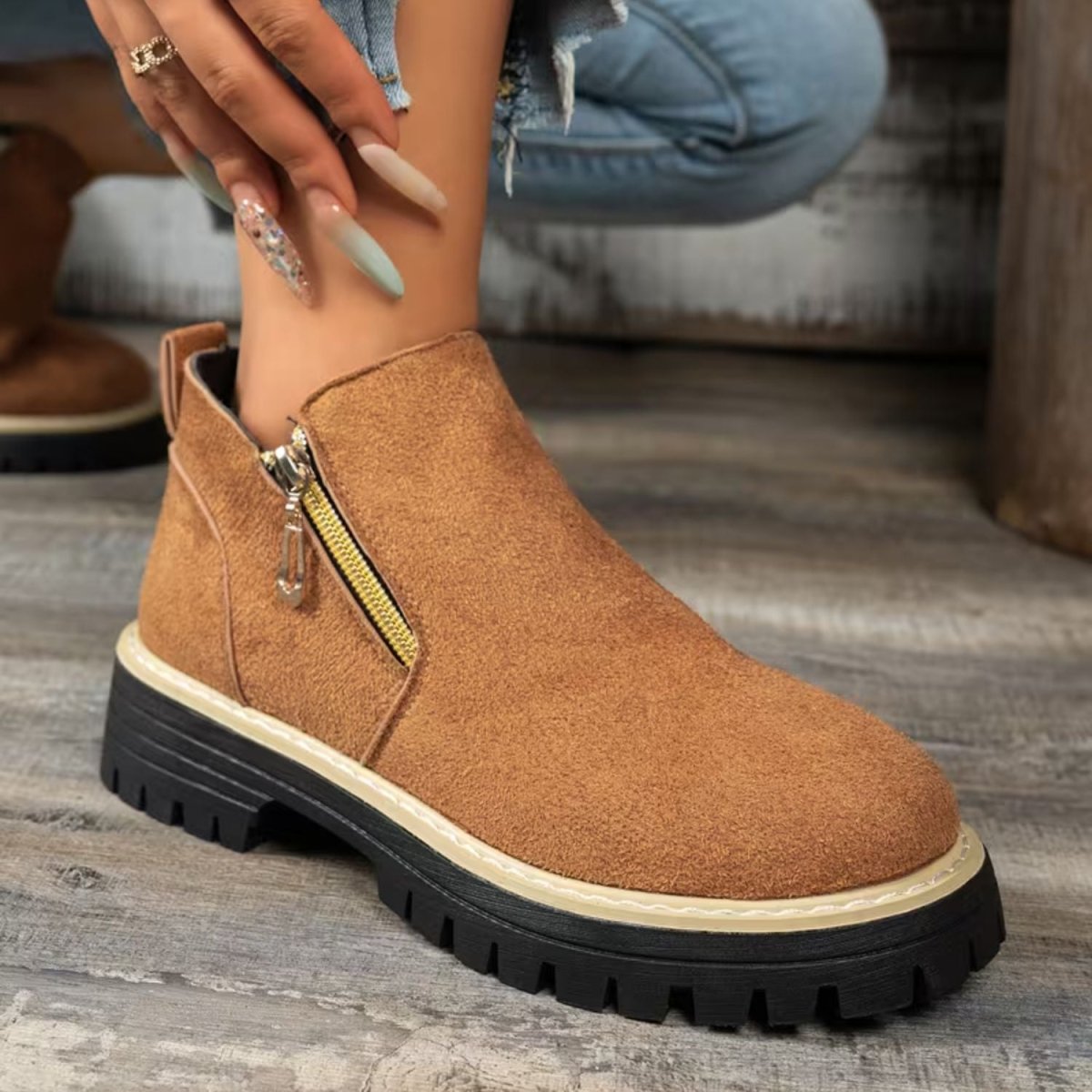 Platform Double Zip Ankle Boots - Women Ankle Boots - Wild Eye Vision