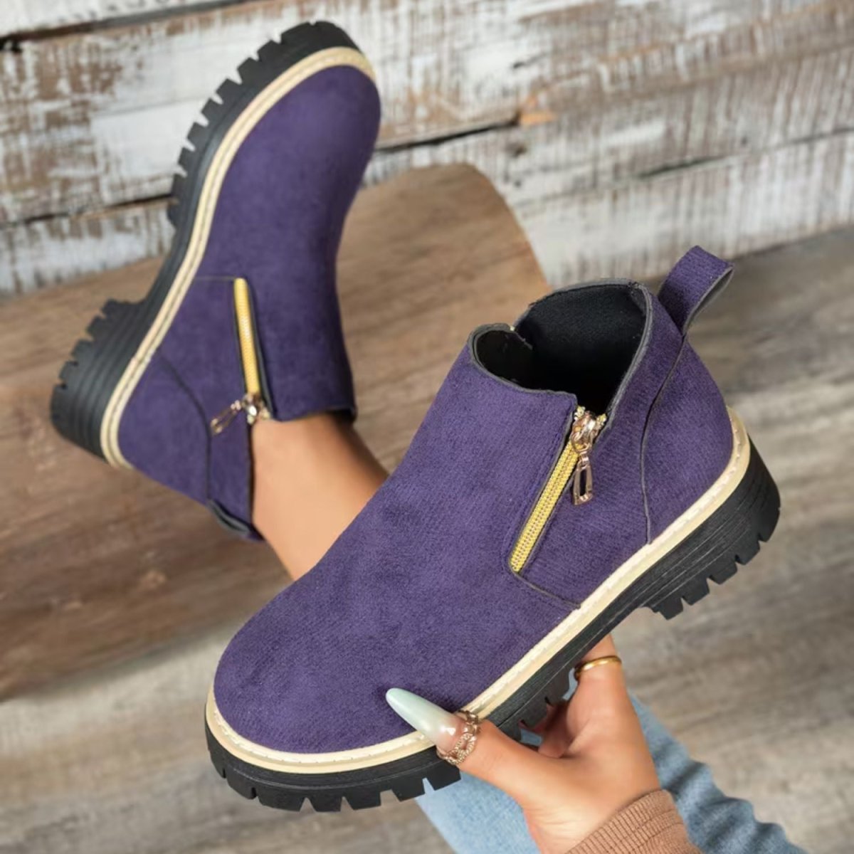 Platform Double Zip Ankle Boots - Women Ankle Boots - Wild Eye Vision
