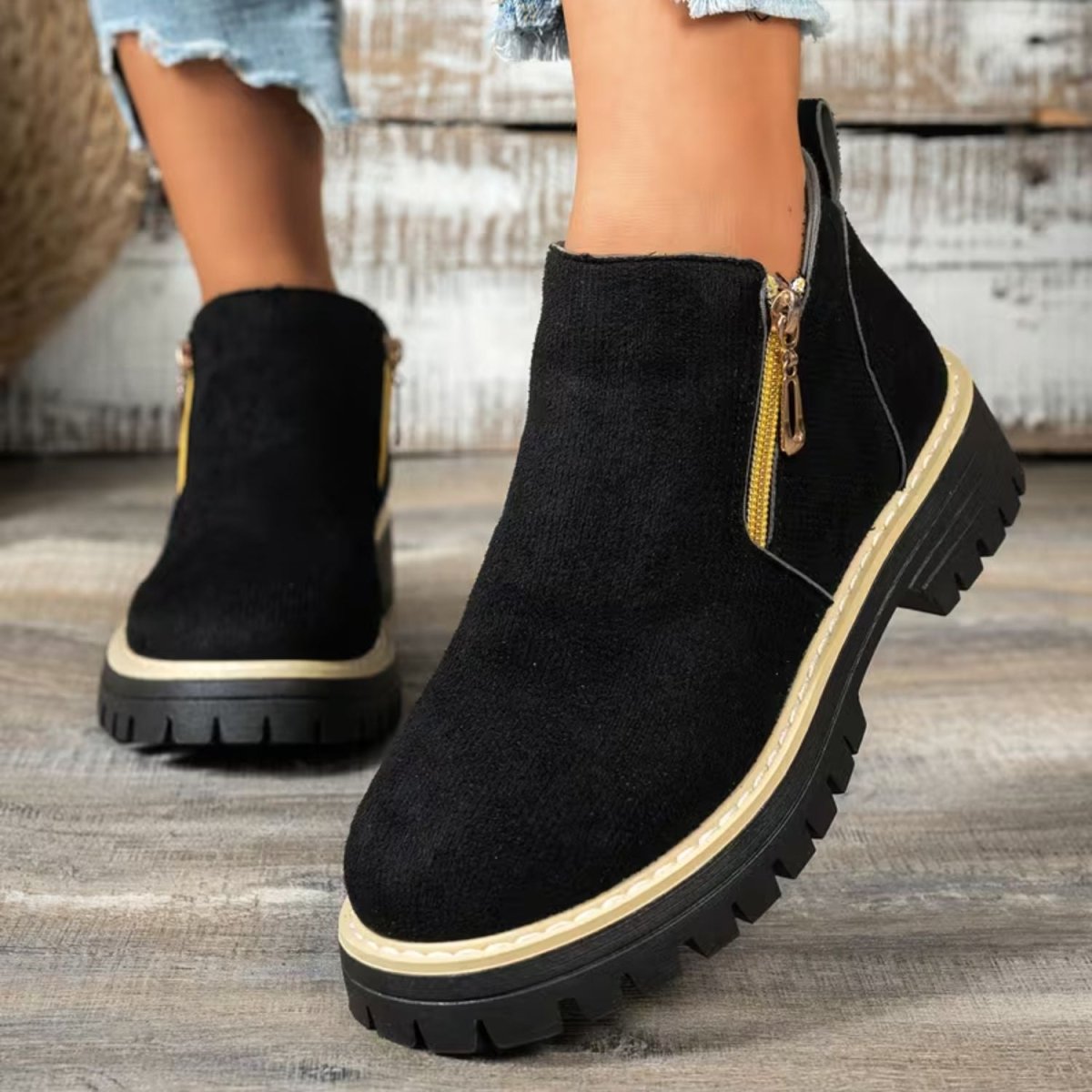 Platform Double Zip Ankle Boots - Women Ankle Boots - Wild Eye Vision