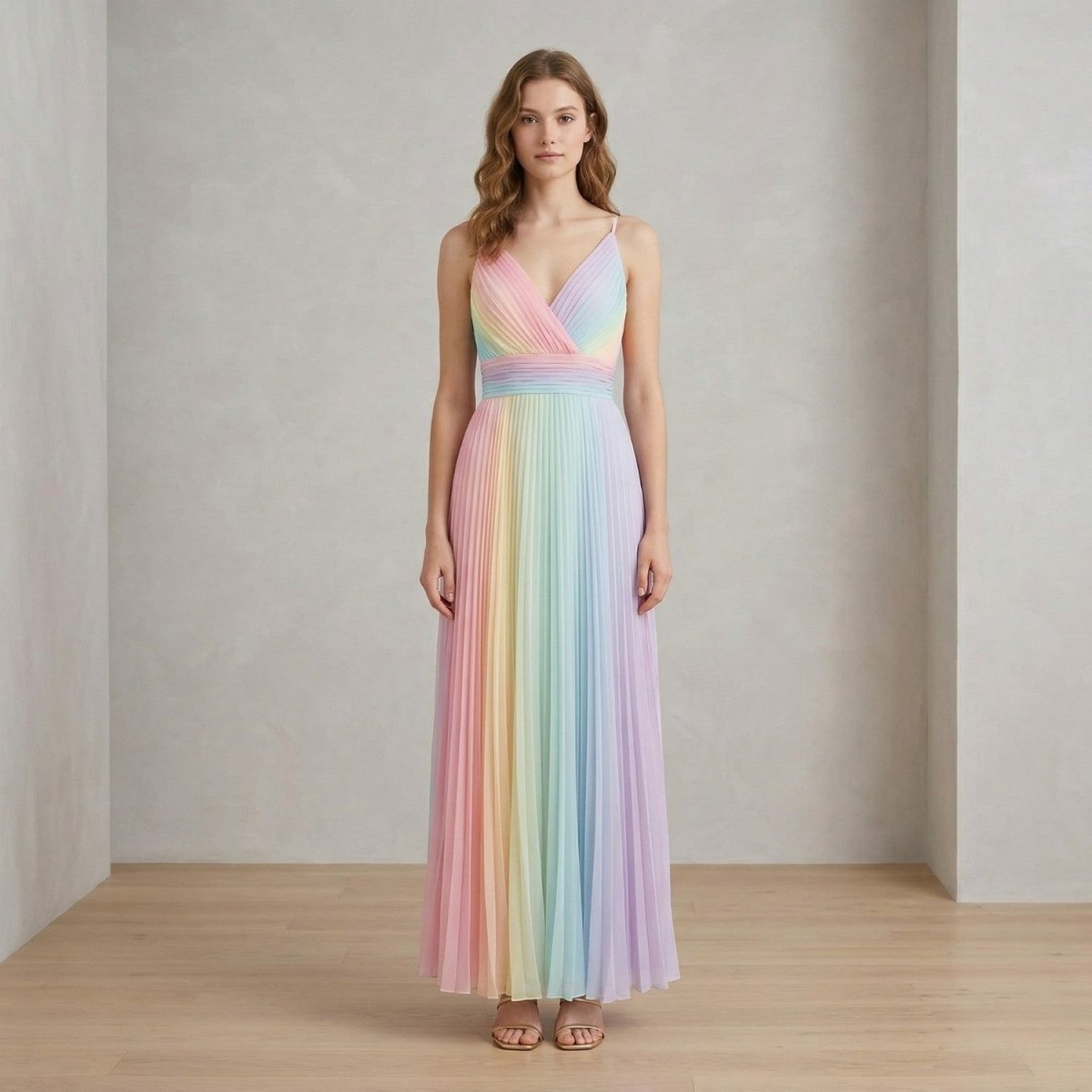 Rainbow Pleated Maxi Dress - Maxi Dress - Wild Eye Vision