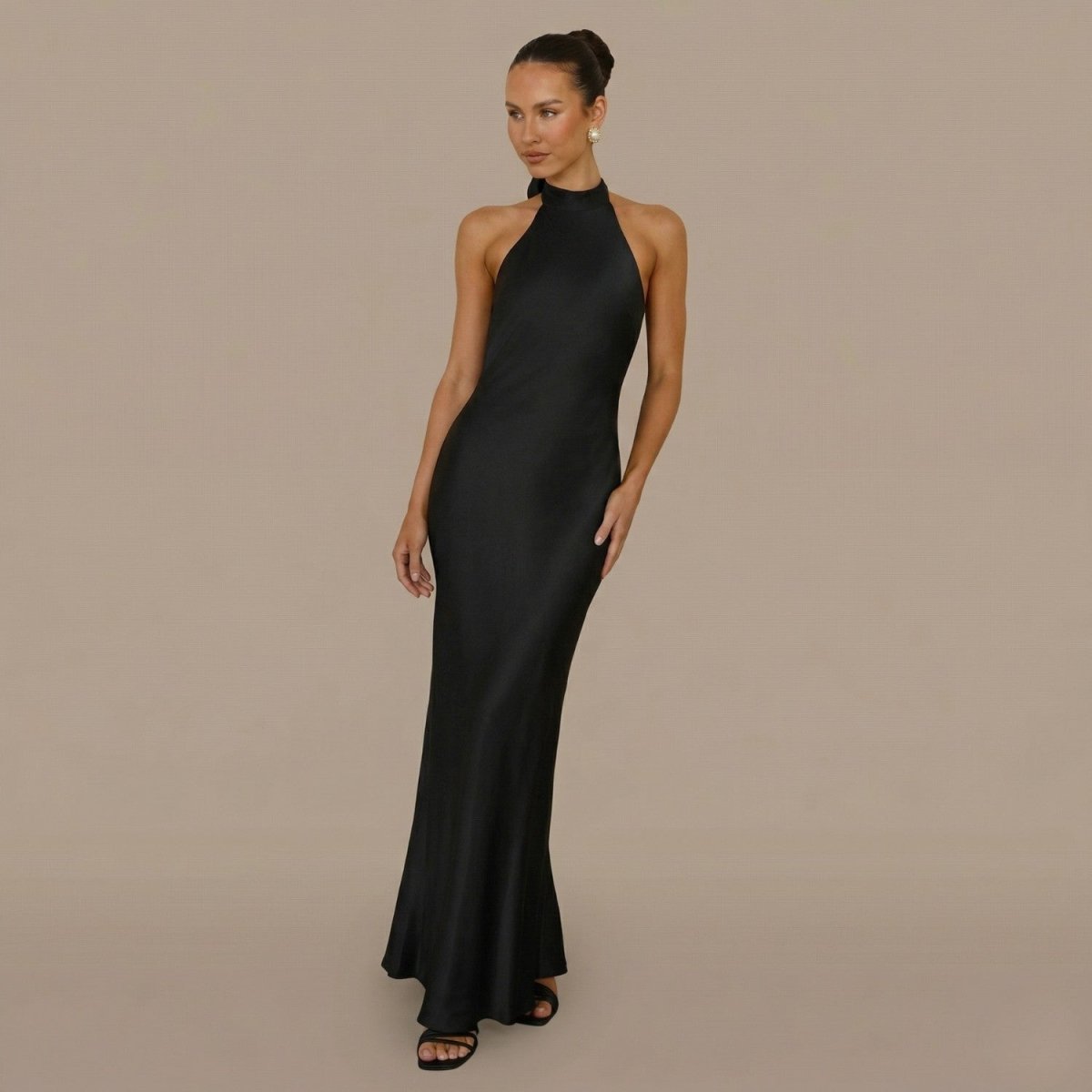 Satin High Neck Maxi Dress - Maxi Dress - Wild Eye Vision