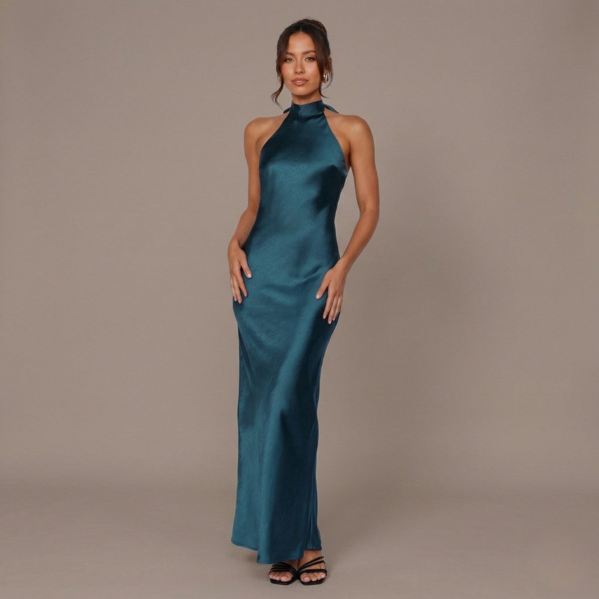 Satin High Neck Maxi Dress - Maxi Dress - Wild Eye Vision