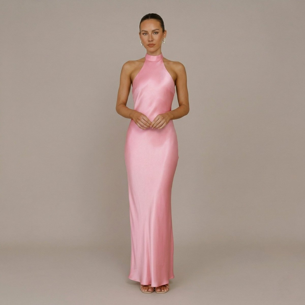 Satin High Neck Maxi Dress - Maxi Dress - Wild Eye Vision