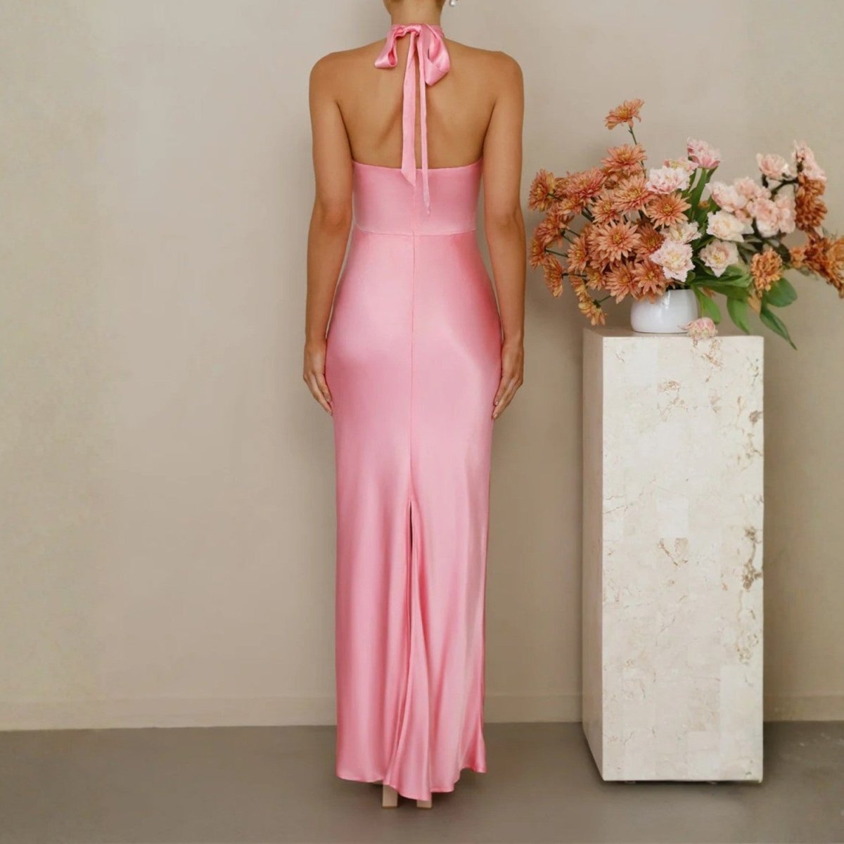 Satin High Neck Maxi Dress - Maxi Dress - Wild Eye Vision