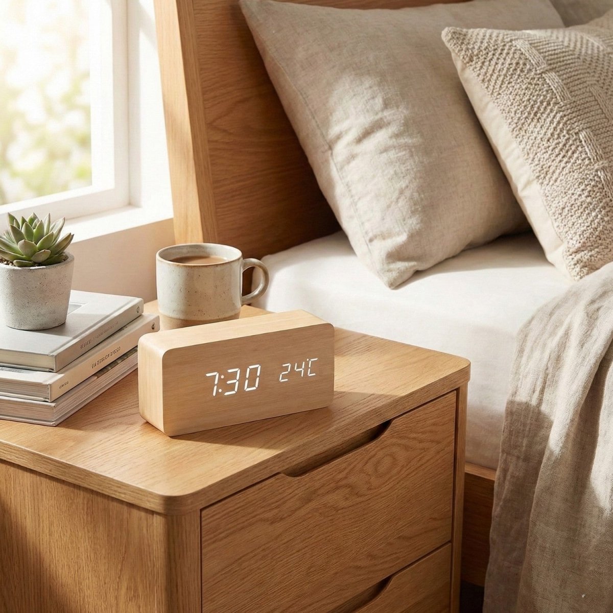Voice Controlled LED Wooden Clock with Custom Display - Wooden Clock - Wild Eye Vision