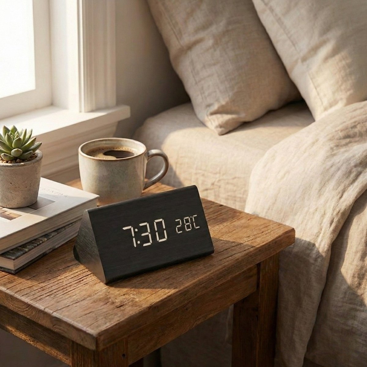 Voice Controlled LED Wooden Clock with Custom Display - Wooden Clock - Wild Eye Vision