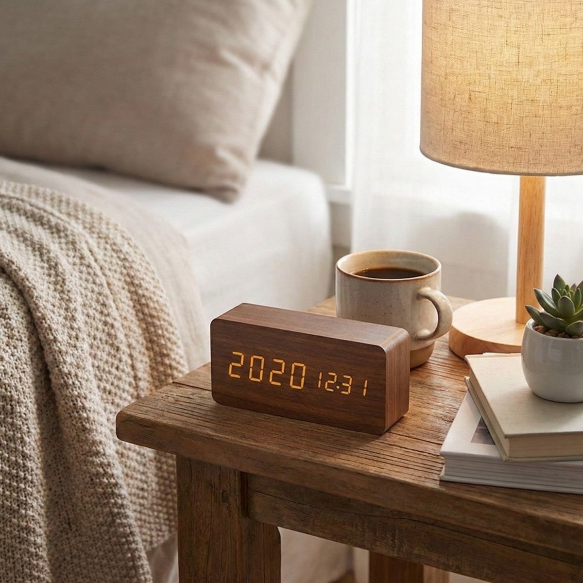 Voice Controlled LED Wooden Clock with Custom Display - Wooden Clock - Wild Eye Vision