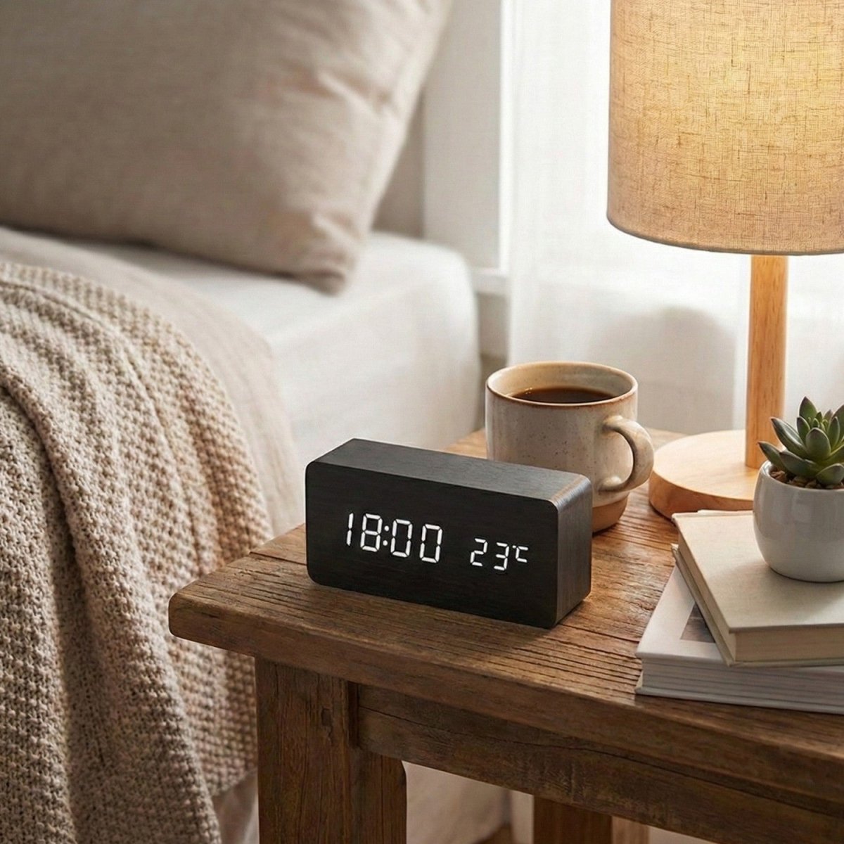 Voice Controlled LED Wooden Clock with Custom Display - Wooden Clock - Wild Eye Vision