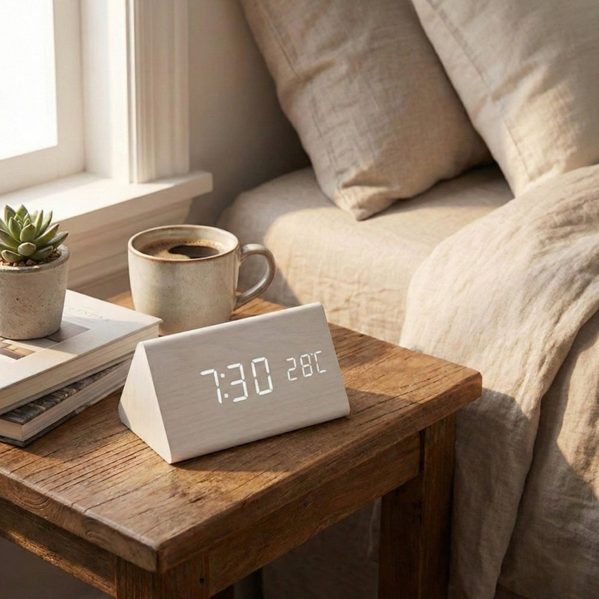 Voice Controlled LED Wooden Clock with Custom Display - Wooden Clock - Wild Eye Vision