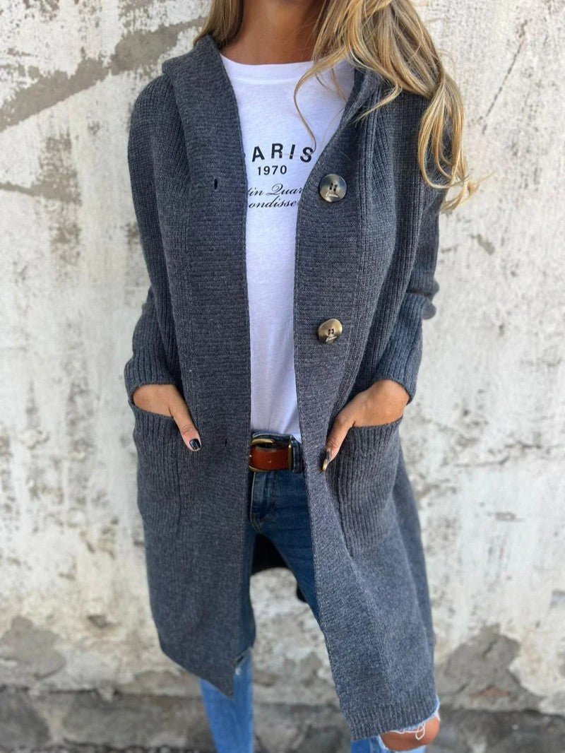 Women's Long Knit Button Cardigan - Women's Coat - Wild Eye Vision