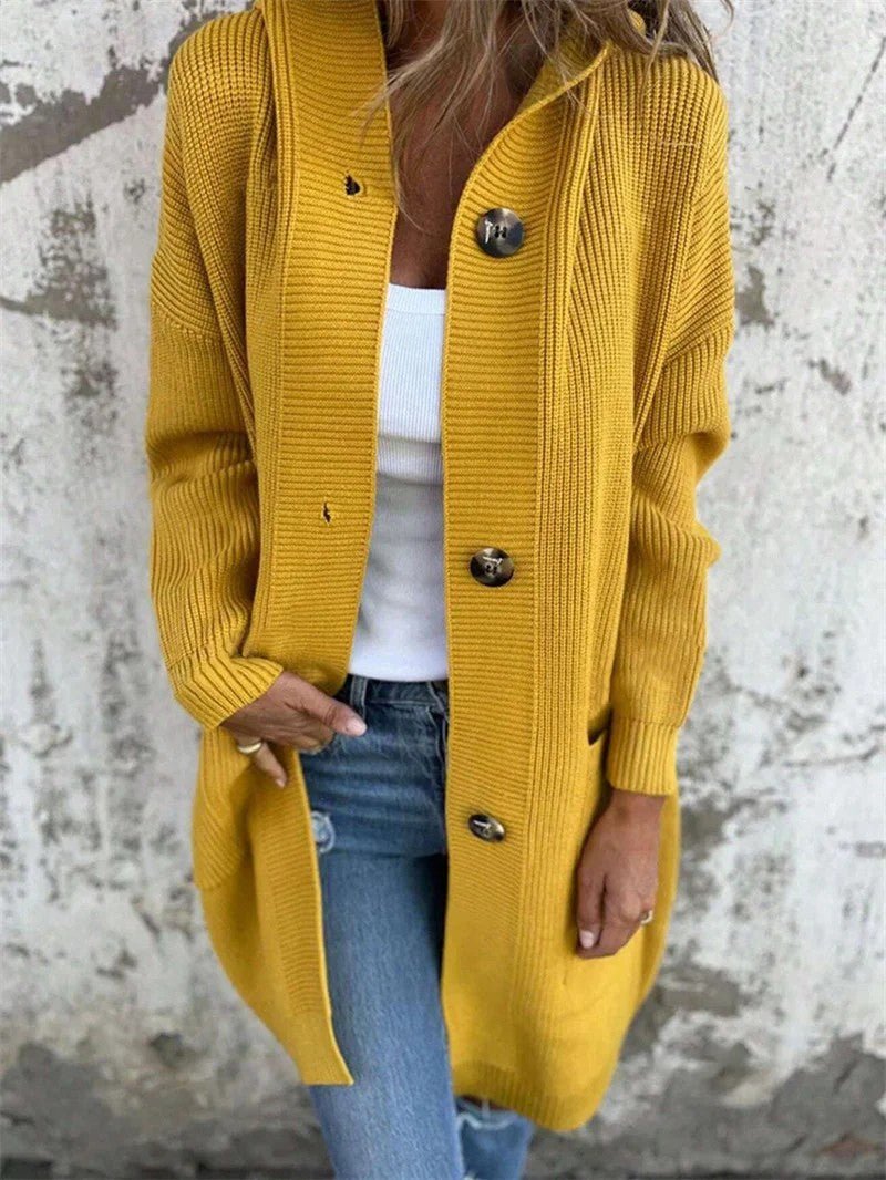 Women's Long Knit Button Cardigan - Women's Coat - Wild Eye Vision