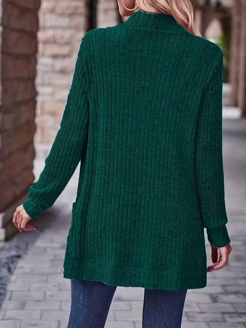 Women's Ribbed Knit Cardigan with Pockets - Women Knit Cardigan - Wild Eye Vision